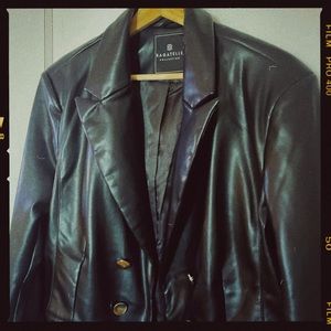 Slick Black Faux Leather Blazer